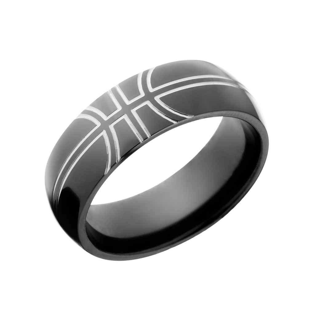 Black Zirconium Basketball Rings - USA Made Men's Wedding Bands