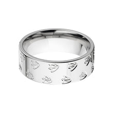 Duck Track Rings, Outdoor Titanium Ring, Animal Tracks Wedding Band