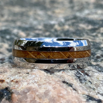 8mm Mens Whiskey Barrel Wedding Ring - Men's Wedding Bands - Comfort Fit - Custom Mens Rings