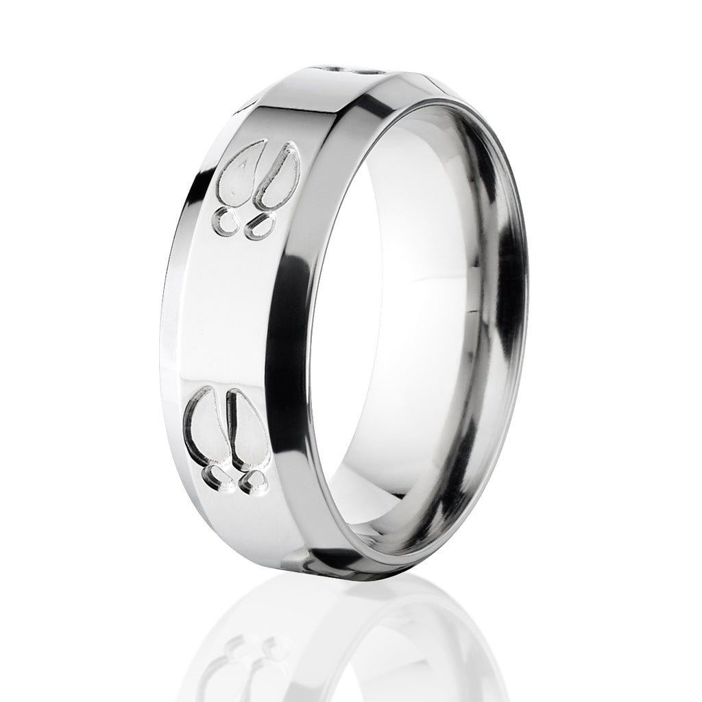Deer Track Wedding Bands, Titanium Track Rings