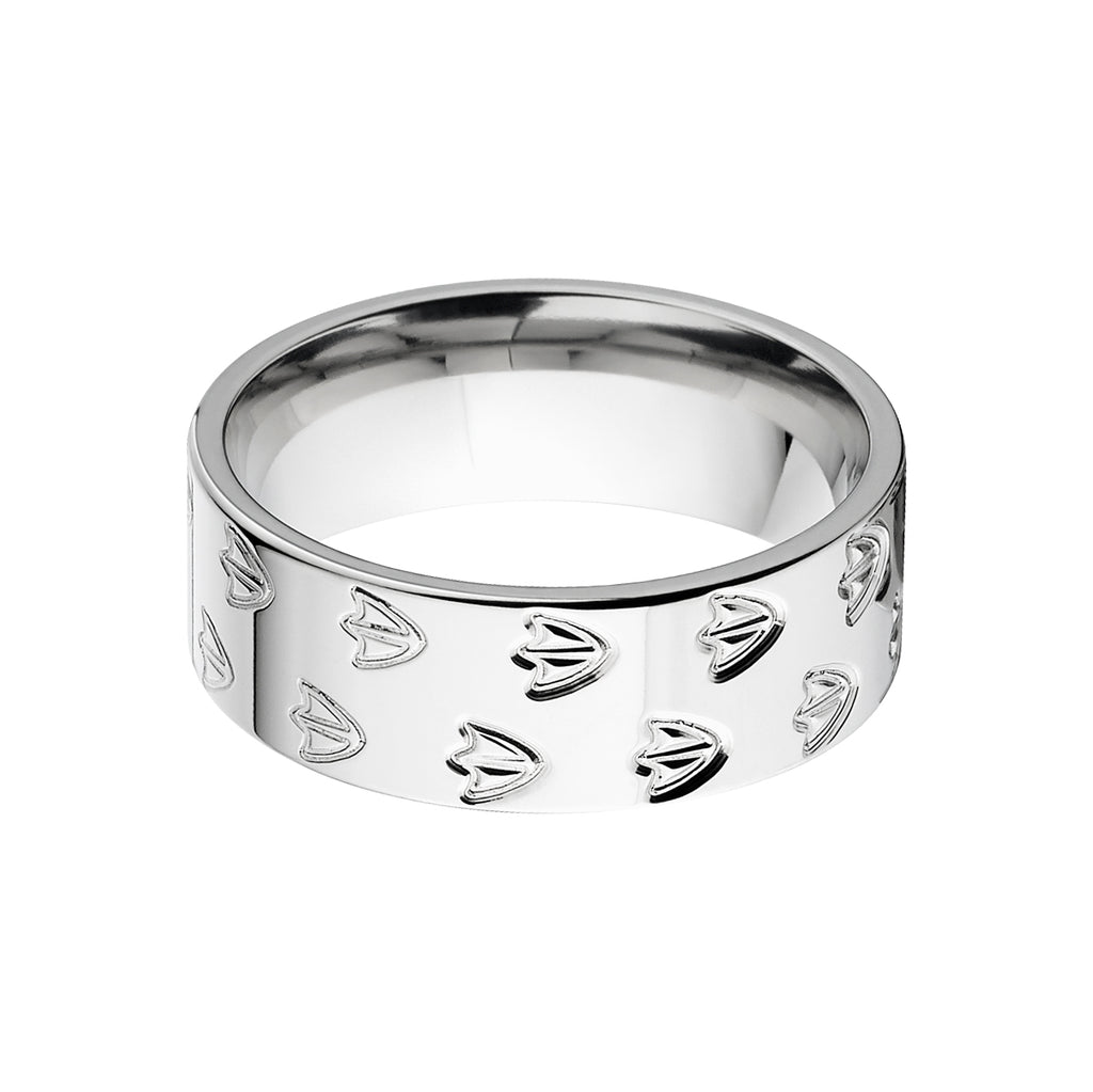 Duck Track Rings, Men's Titanium Ring, Animal Tracks Jewelry
