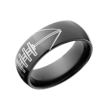 Black Zirconium Football Ring - Custom Made Men's Rings