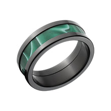 Black Zirconium Men's Ring with Jade Swirl - Men's Wedding Bands