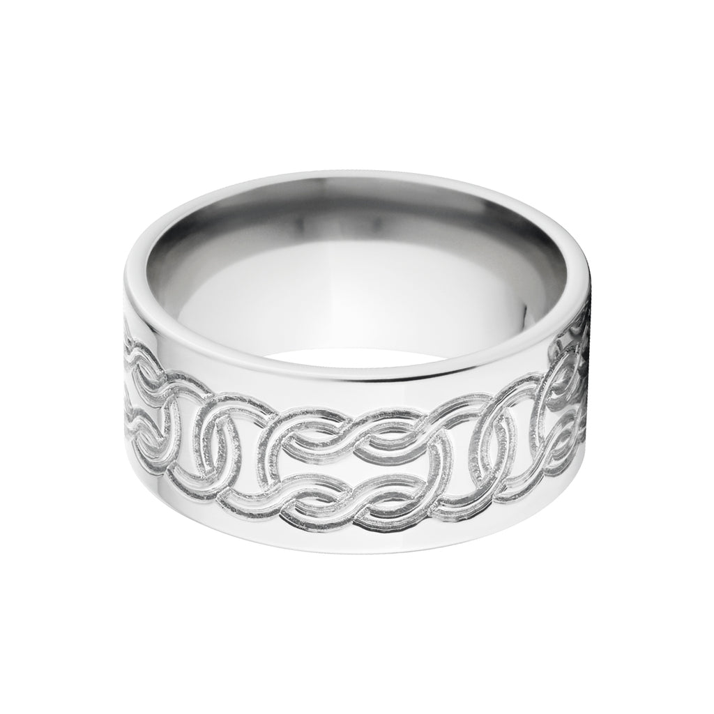 Celtic Wedding Band, 14k White Gold Rings, Comfort Fit Bands, USA MADE
