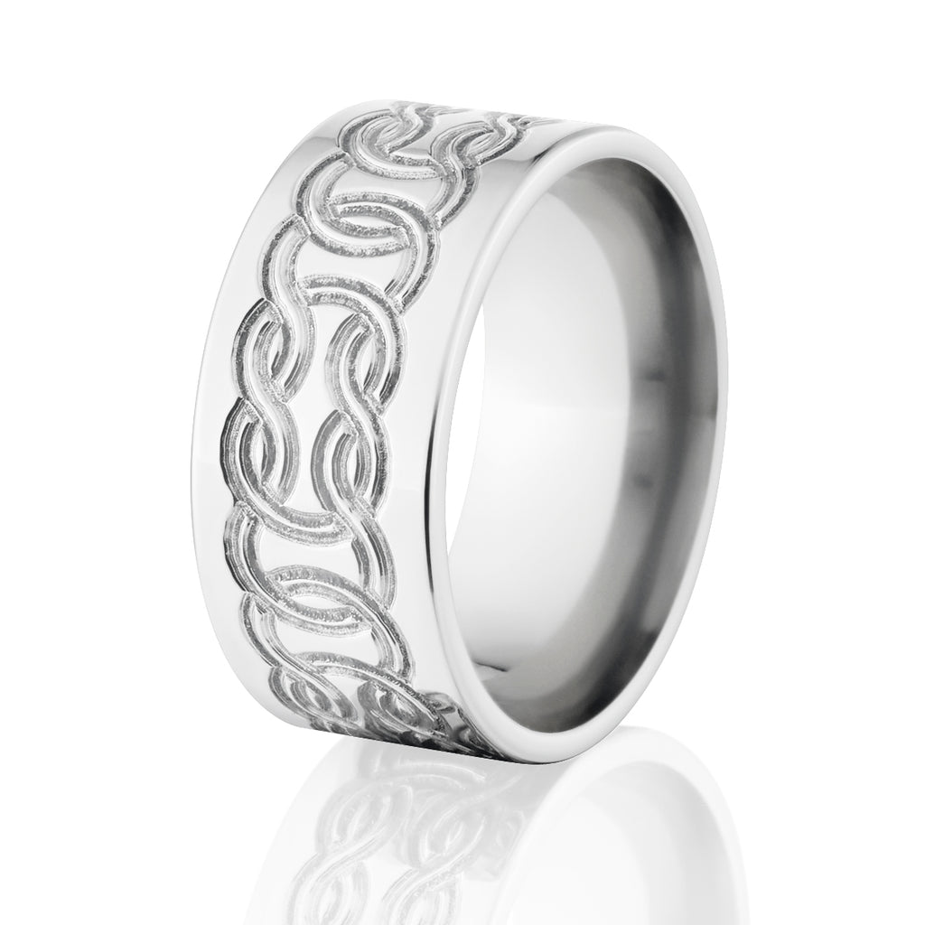 Celtic Wedding Band, 14k White Gold Rings, Comfort Fit Bands, USA MADE