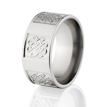 Celtic Wedding Rngs for Men, Pocket Milled Titanium Celtic Ring