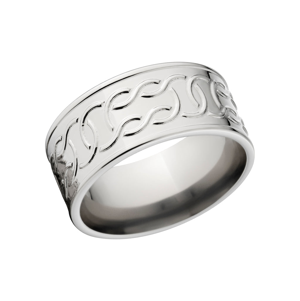 Men's Celtic Pocket Carved Titanium Ring, Men's Celtic Rings