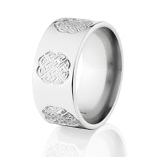 Mens Celtic Rings, White Gold Wedding Rings for Men