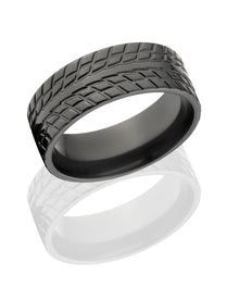 All Black Tire Tread Ring - Men's Wedding Band