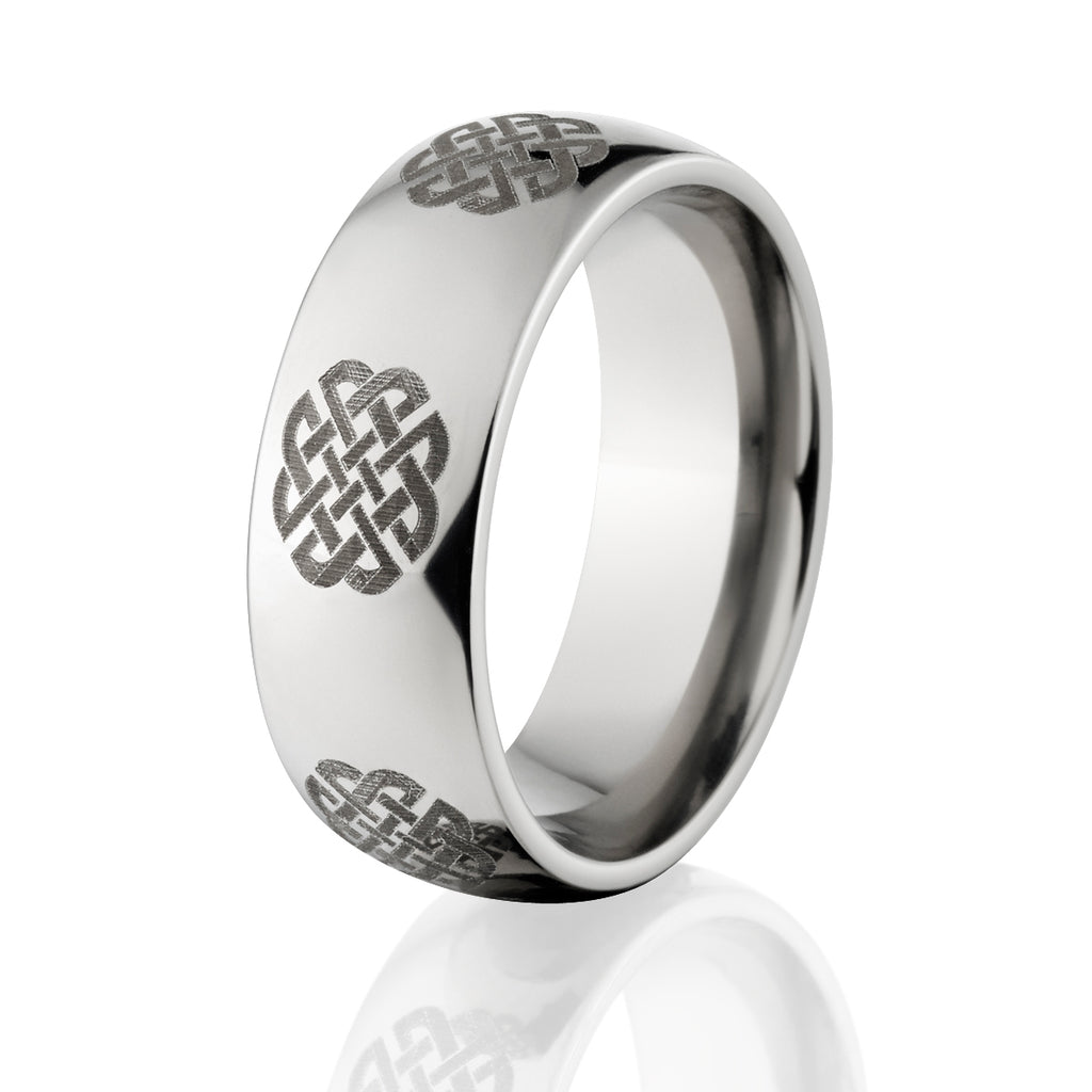 Celtic Titanium Wedding Bands: Etched Celtic Design