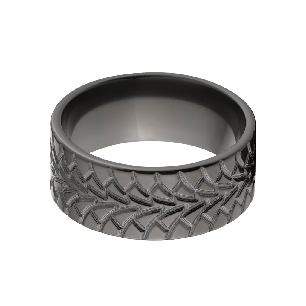 Black Tire Tread Ring - Men's Wedding Band