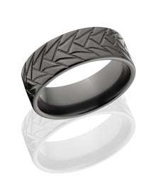 Black Zirconium Tread Ring - Men's Wedding Bands
