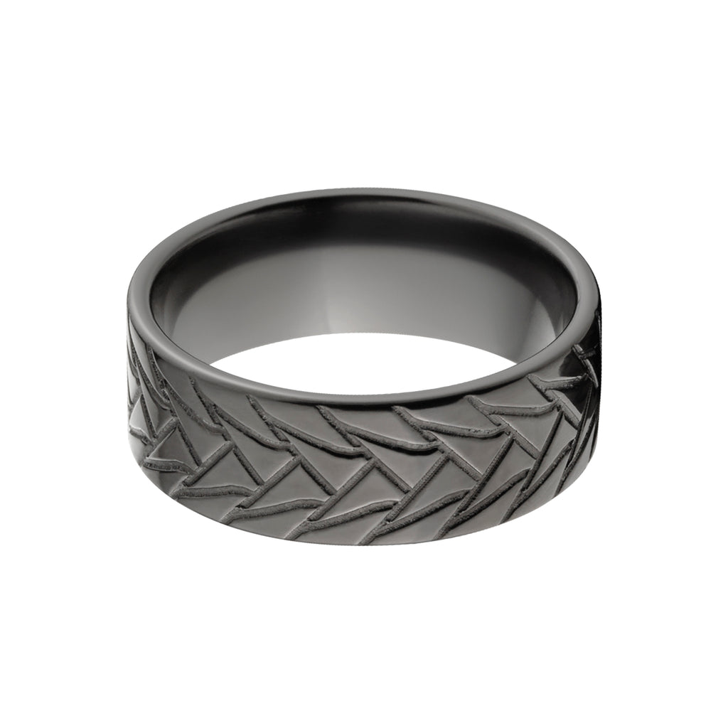 Black Zirconium Tread Ring - Men's Wedding Bands