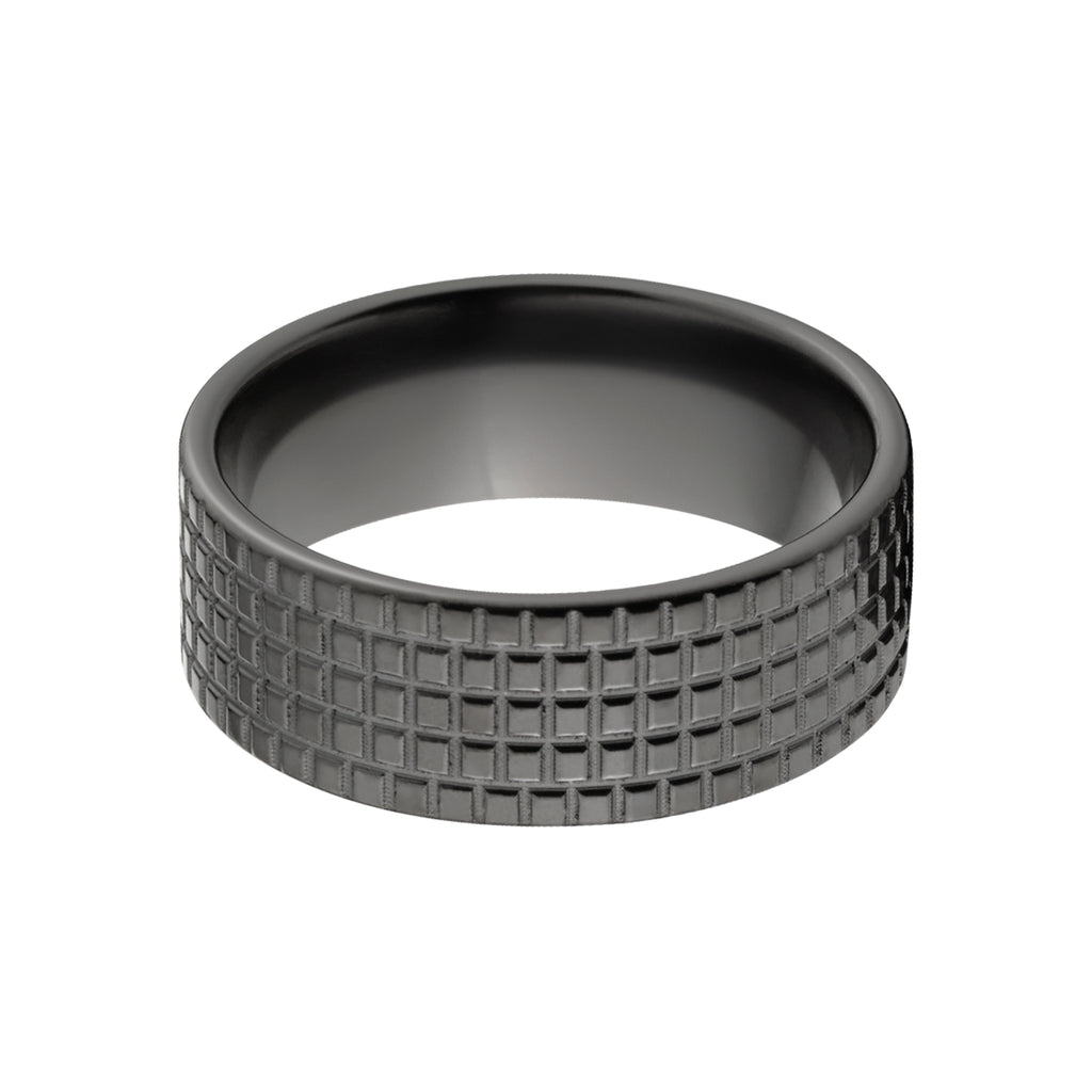 Black Zirconium Men's Wedding Band - Tire Tread Design