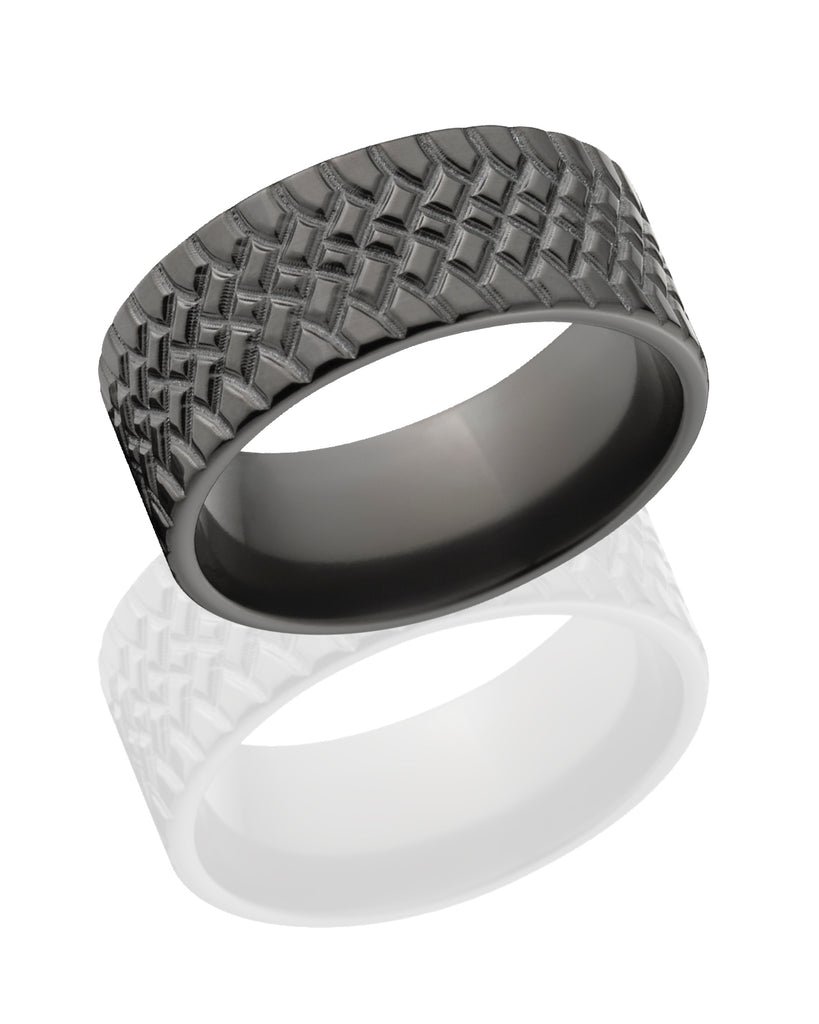Black Zirconium Tire Ring- Men's Wedding Bands