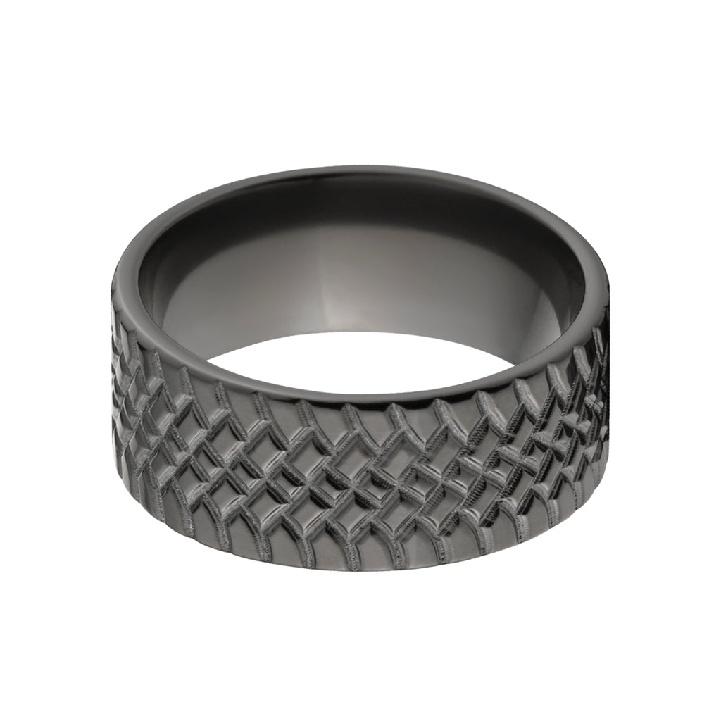 Black Zirconium Tire Ring- Men's Wedding Bands