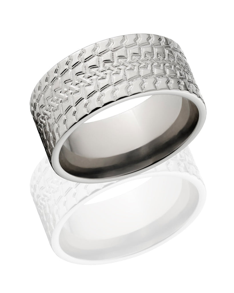 Men's Titanium Ring - 10mm Tire Tread Band