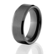 Black Beveled Ceramic Ring - 8mm Men's Wedding Bands