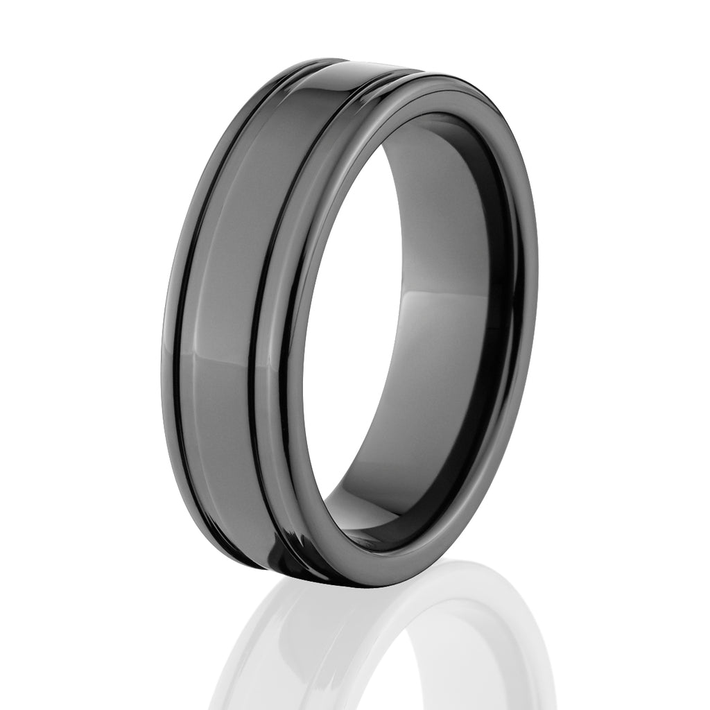 7mm Ceramic Ring - Black Men's Wedding Bands