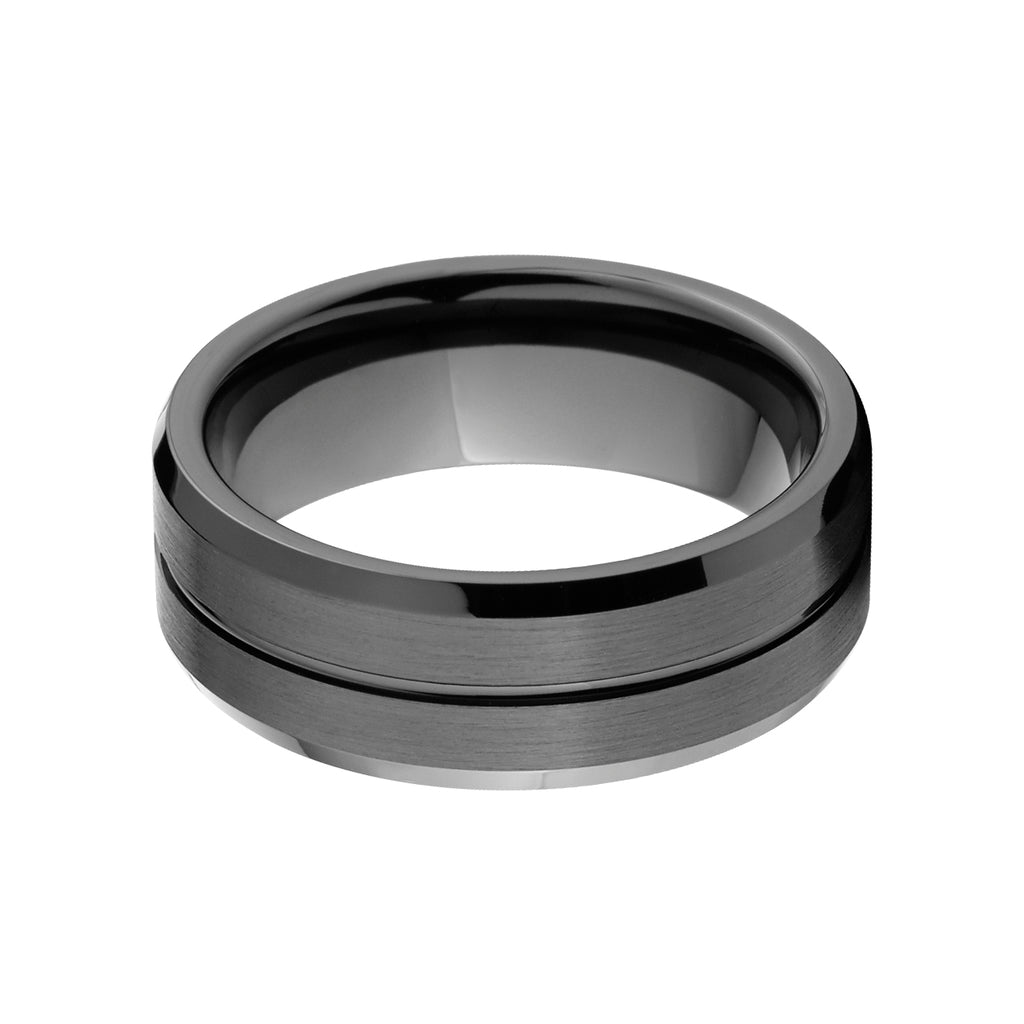 Brushed Men's Ceramic Rings - 8mm Men's Wedding Bands