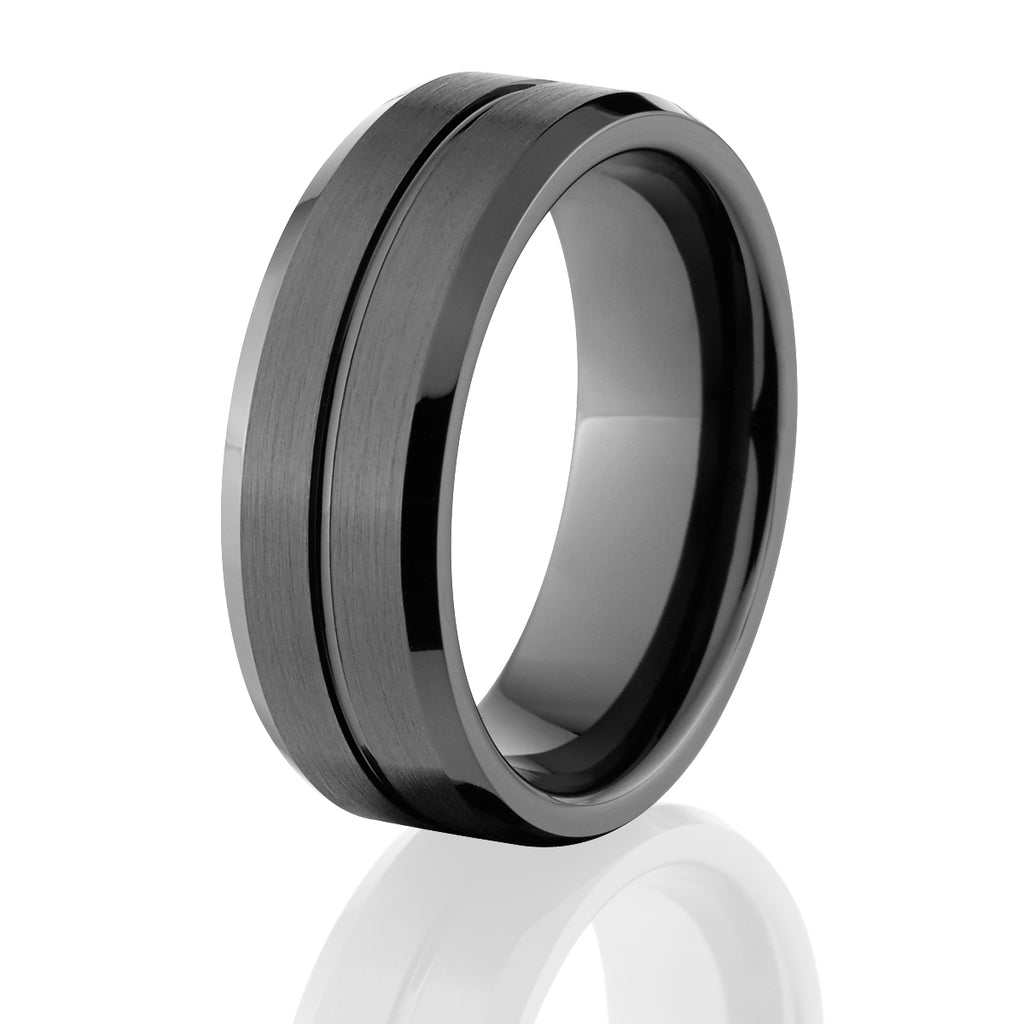 Brushed Men's Ceramic Rings - 8mm Men's Wedding Bands