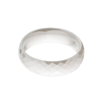 All White Ceramic Wedding Band- Men's Rings