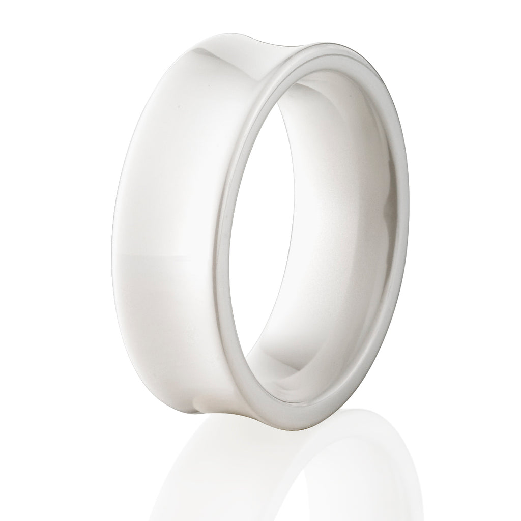 8mm White Ceramic Ring - Unisex Wedding Bands