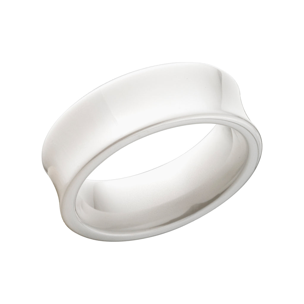 8mm White Ceramic Ring - Unisex Wedding Bands