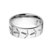 8mm Turkey Tracks 14k White Gold Rings, Comfort Fit Bands, USA MADE Wedding Band
