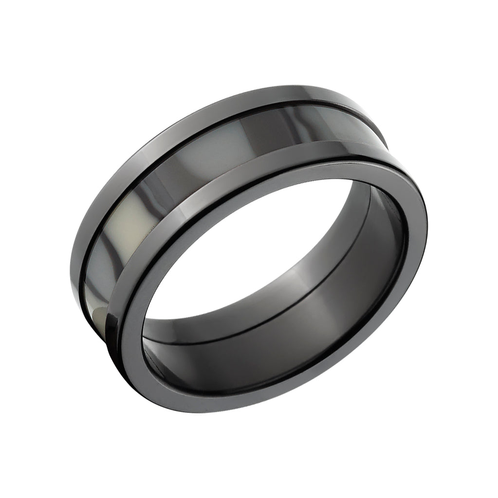 Black Zirconium Ring with Vivid Urban Inlay - Men's Wedding Bands