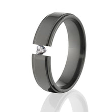 6mm Raised Center, Black Zirconium, Heart Gemstone