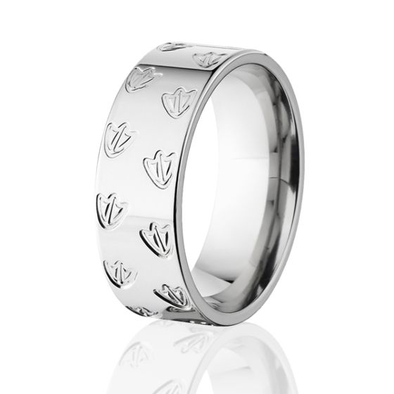 8mm Rotating Duck Tracks 14k White Gold Rings, Comfort Fit Bands, USA MADE Wedding Band