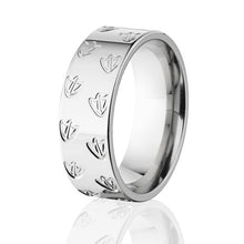 8mm Rotating Duck Tracks 14k White Gold Rings, Comfort Fit Bands, USA MADE Wedding Band