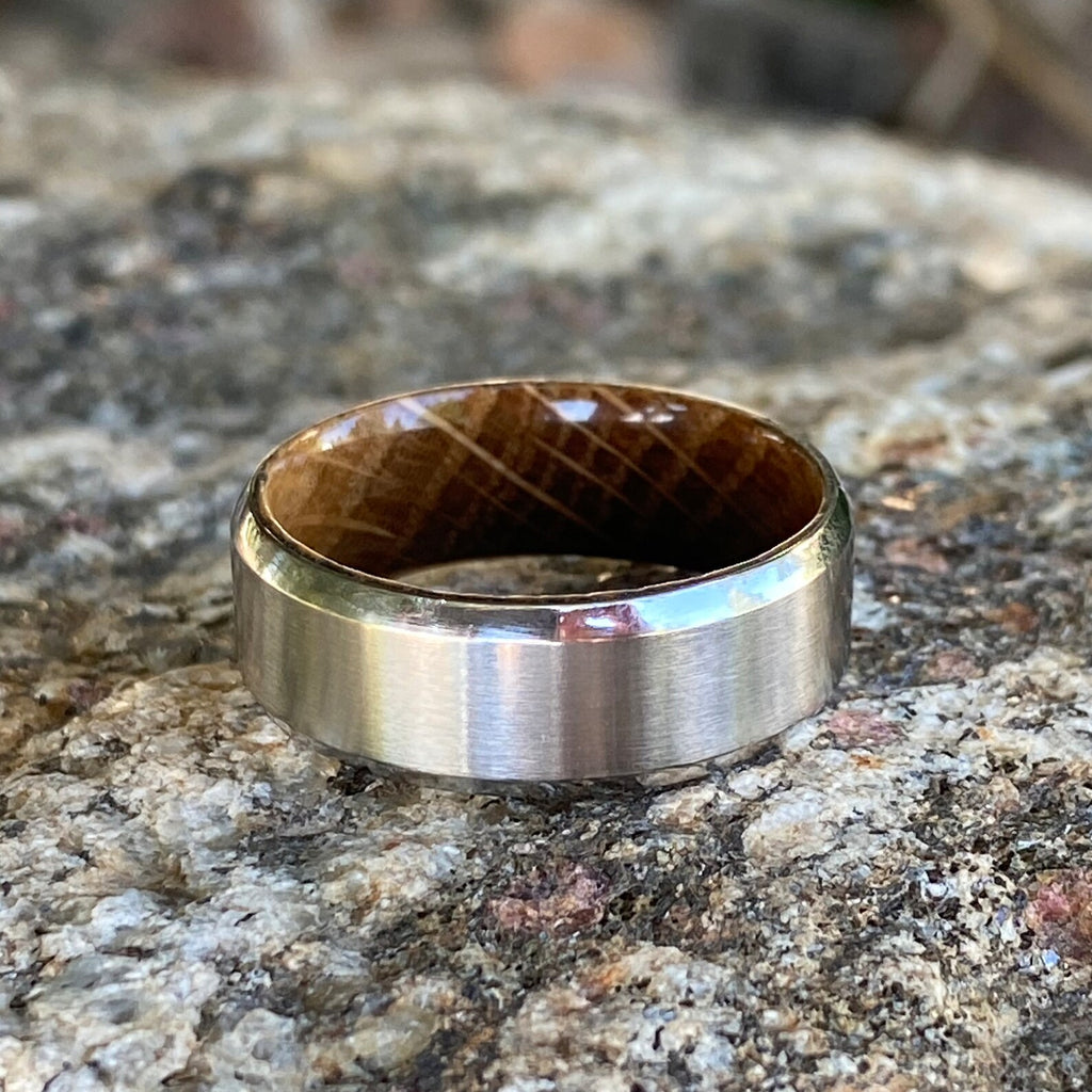 Mens Ring Custom Men's Wedding Band Cobalt Ring Whiskey Barrel Sleeve Wedding Ring
