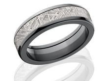 6mm Men's Black Zirconium Wedding Band with Meteorite inlay - Men's Rings
