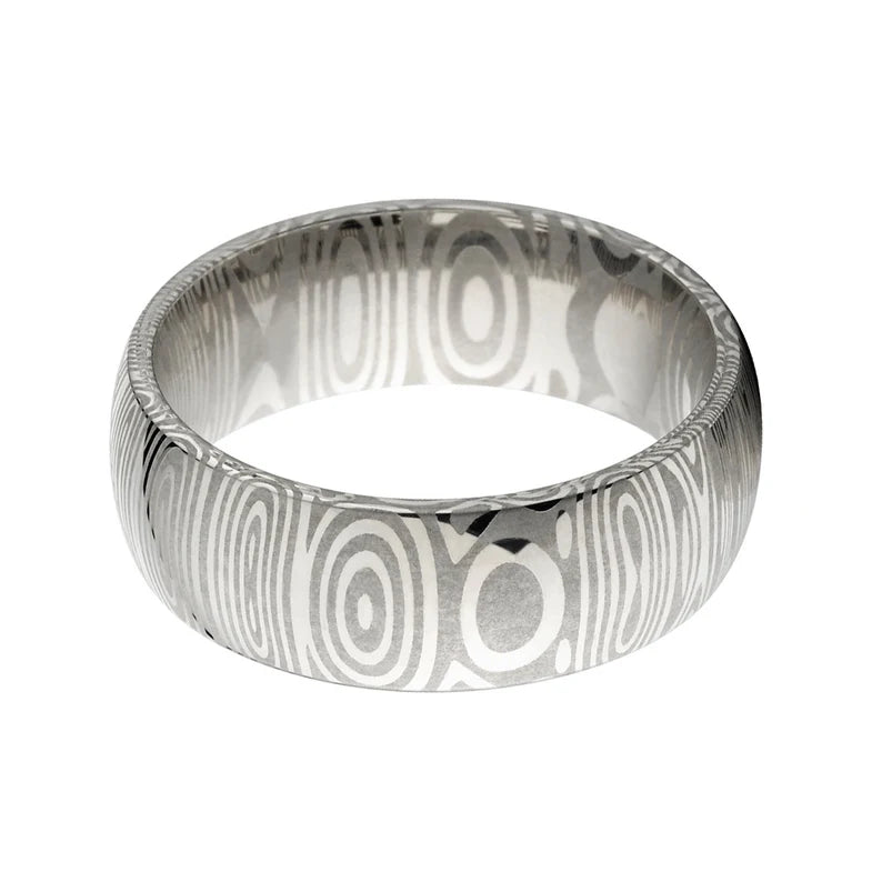 8mm Damascus Steel Wedding Band