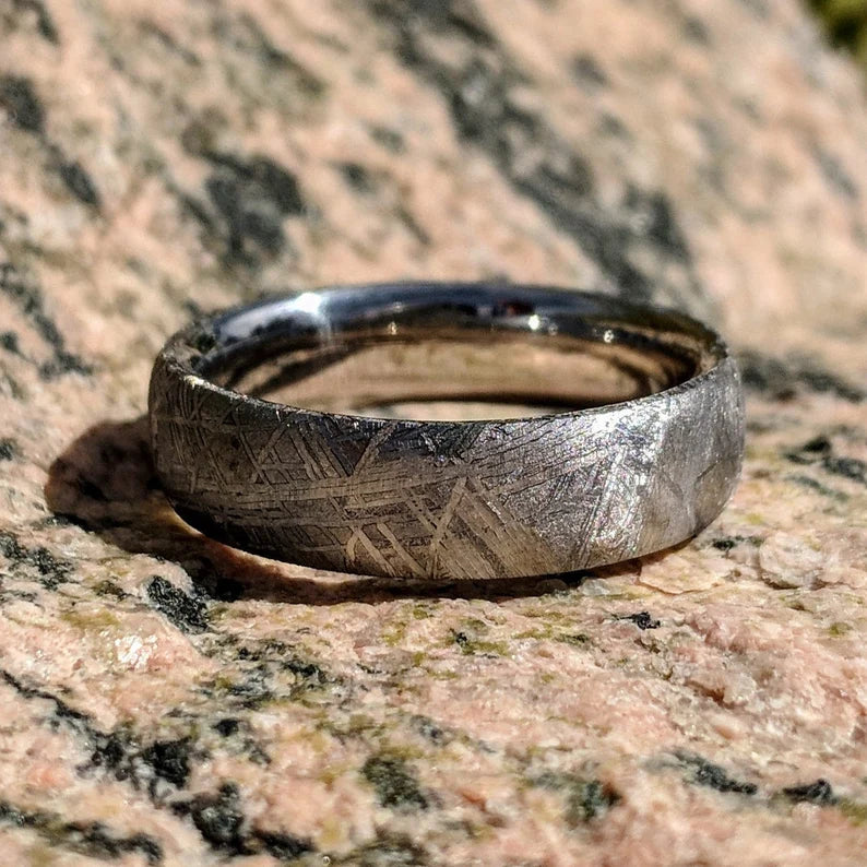 6mm Authentic Genuine Gibeon Meteorite Rings - Men's Wedding Bands