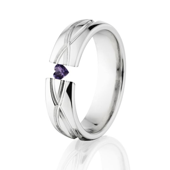 6mm Infinity, Heart Gem, Titanium Ring