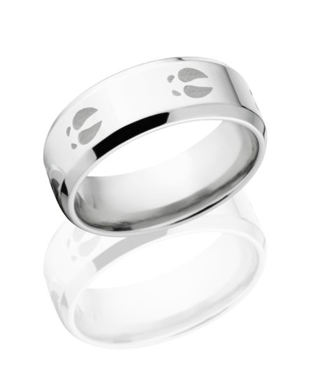 Titanium Deer Track Ring, Hunting Titanium Ring