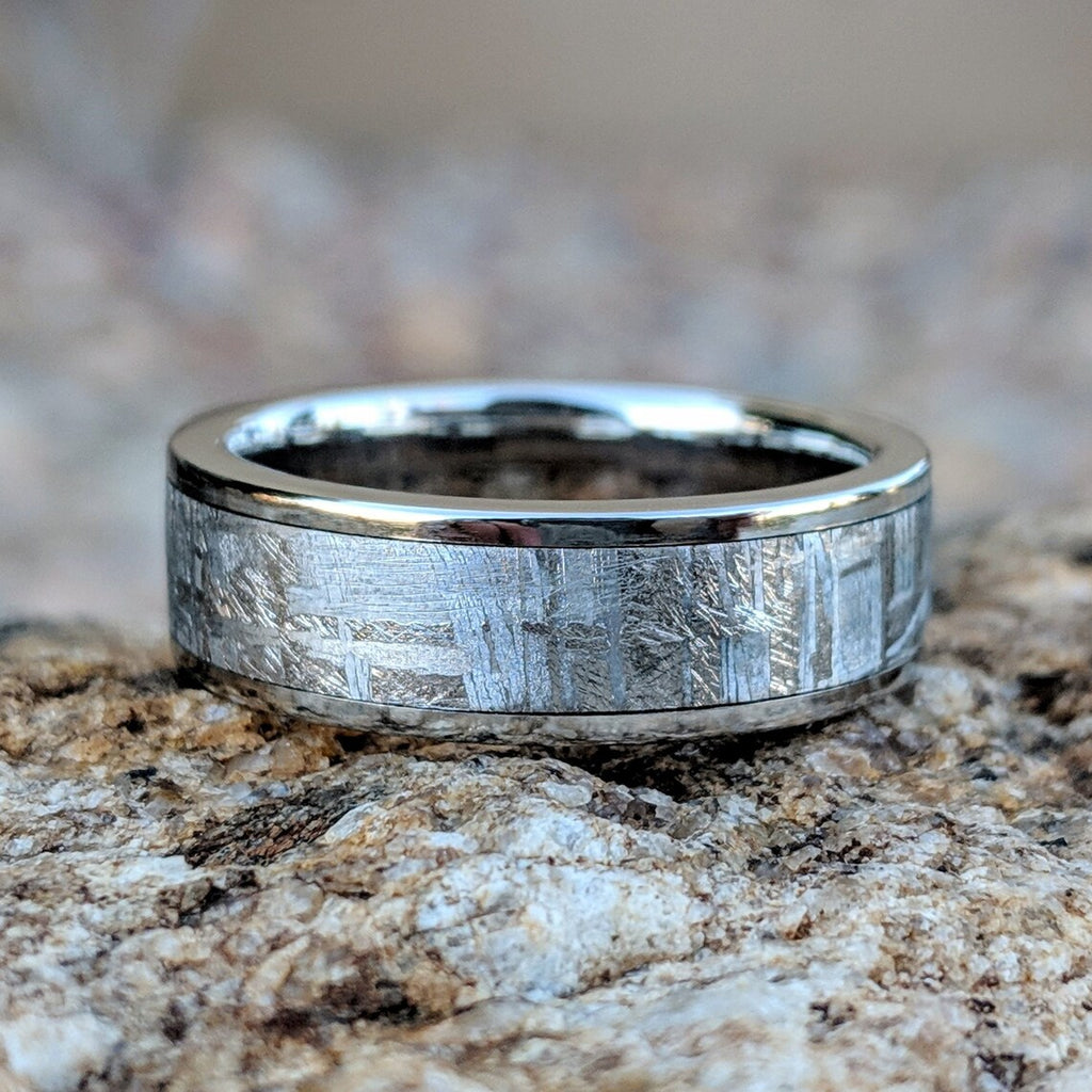 7mm Meteorite Ring with Strengthened Cobalt Chrome Sleeve