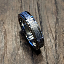 4mm Authentic Meteorite Wedding Band with Cobalt Chrome Sleeve - Authentic Gibeon Meteorite Rings