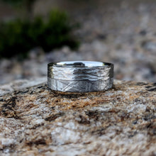 8mm Genuine Gibeon Meteorite Rings, Authentic Meteorite Wedding Band with Cobalt Chrome Sleeve