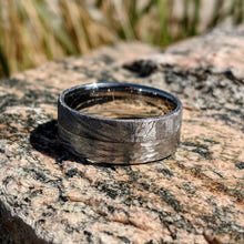 8mm Genuine Gibeon Meteorite Rings, Authentic Meteorite Wedding Band with Cobalt Chrome Sleeve