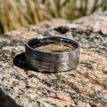 8mm Genuine Gibeon Meteorite Rings, Authentic Meteorite Wedding Band with Cobalt Chrome Sleeve
