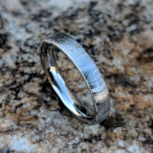 Gibeon Meteorite Wedding Band with Cobalt Chrome Sleeve - 4mm Authentic Genuine Gibeon Meteorite Ring