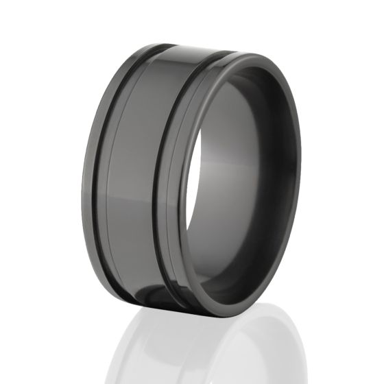 Black Zirconium Rings: Men's 10mm Black Wedding Ring