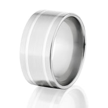 Wide Men's Wedding Rings, Two-Tone Cobalt & Silver Ring