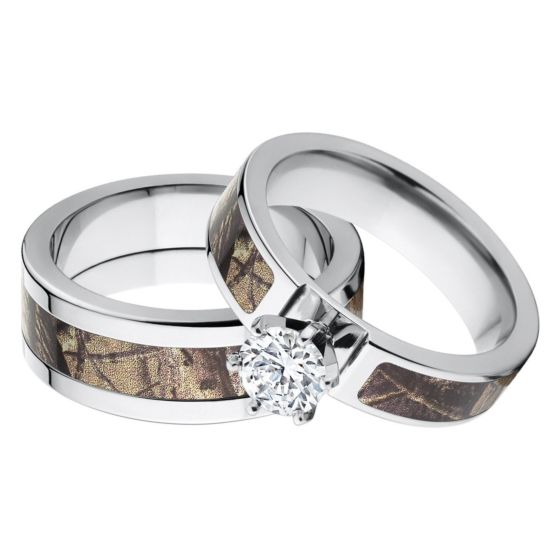Outdoor Matching RealTree AP Camouflage Wedding Ring Set