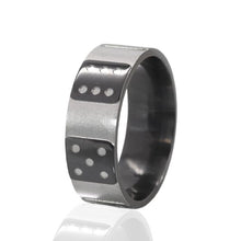 Dice Ring, Black Zirconium Ring, 8mm Two Toned Ring