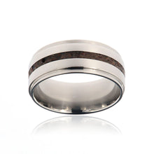 Dinosaur Bone Ring 9mm Wide with Solid Titanium With Center 2mm Groove USA Made